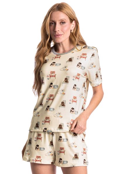 Pijama Feminino Curto Lyla Summer Branco - Imagem 1