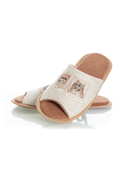 Chinelo Aberto Em Atoalhado Moka Marrom - Imagem 1