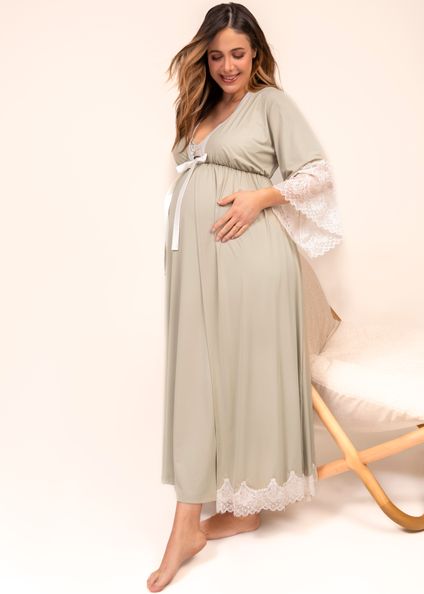 Robe Feminino Longo Gabriela Bege - Imagem 1