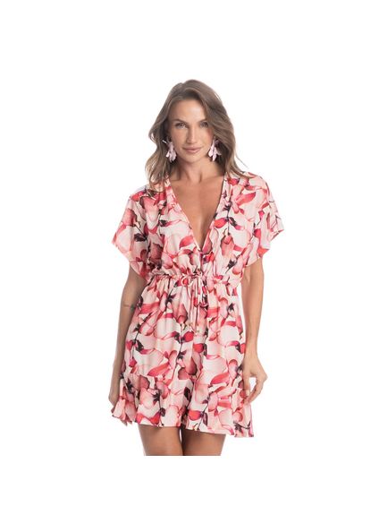 Kaftan Curto Alba Rosa - Imagem 1