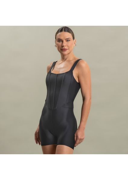 Macaquinho Feminino Curto Corset Vivame Preto - Imagem 1
