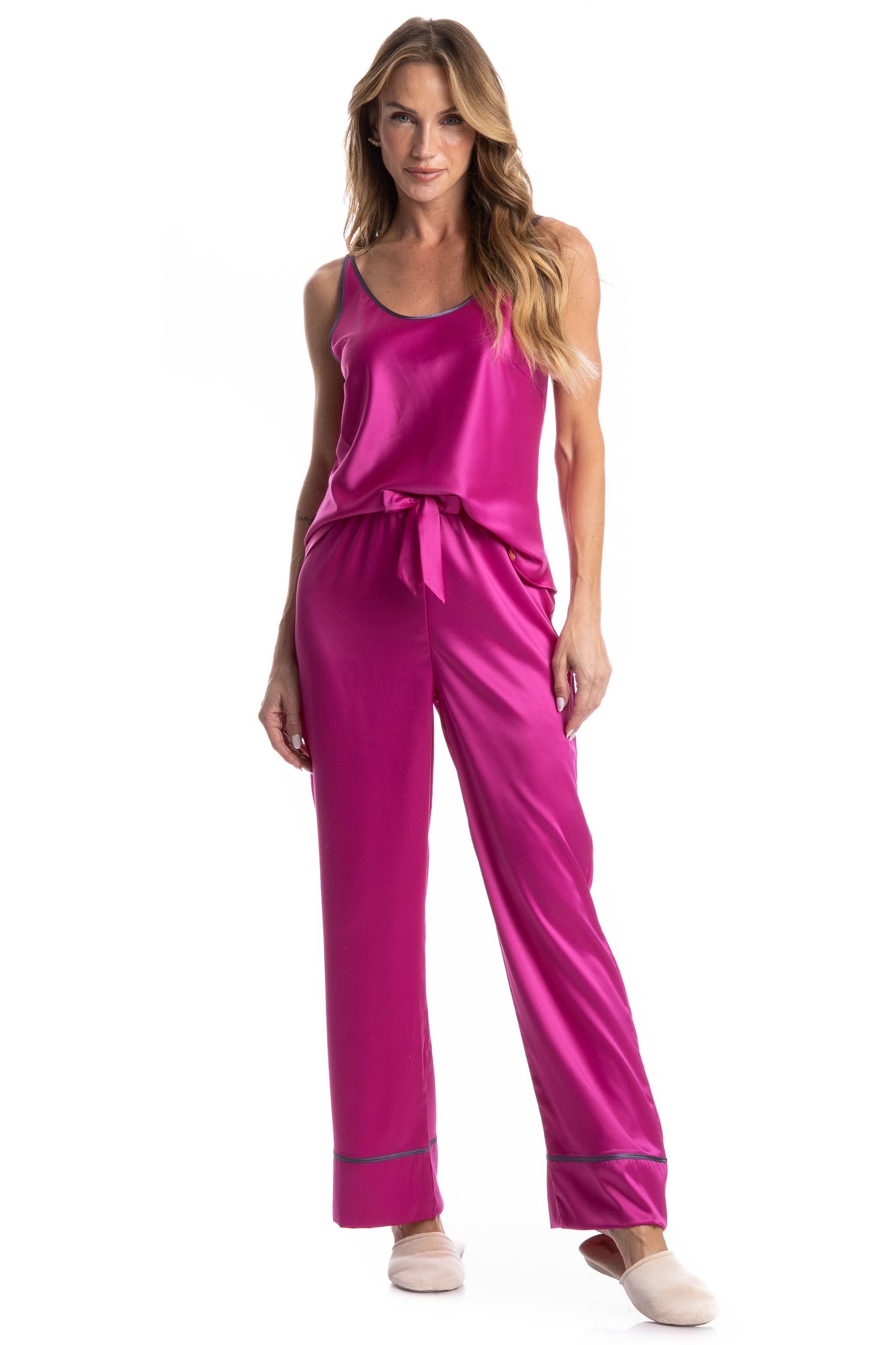 Pijama Longo Valentine Rosa-2 - Imagem 1