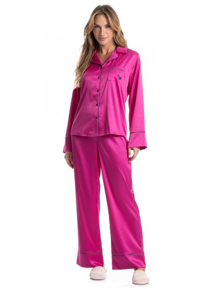 Pijama Longo Americano Valentine Rosa-2 - Imagem 1