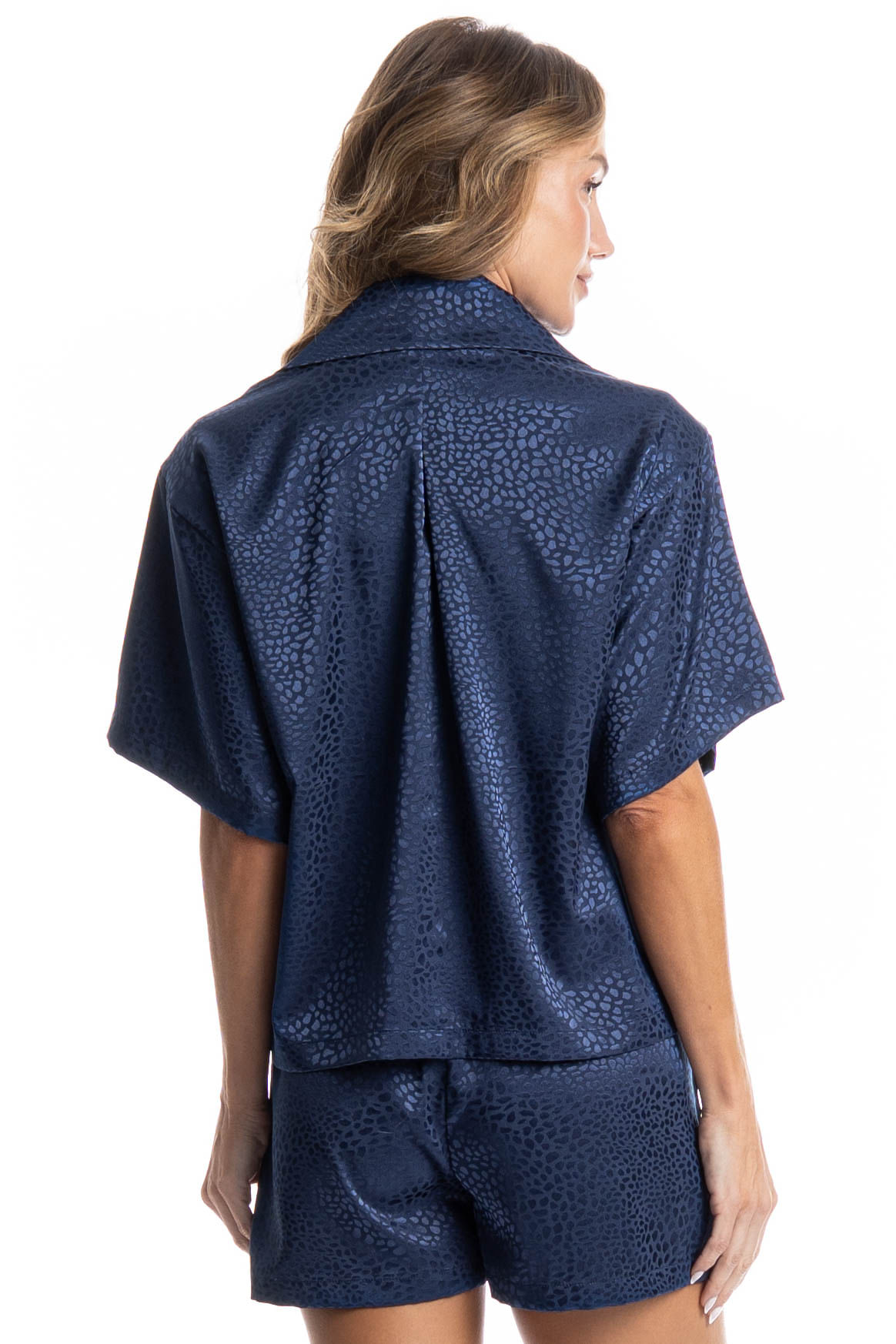 Pijama Curto Americano Marina Azul-marinho - Imagem 2