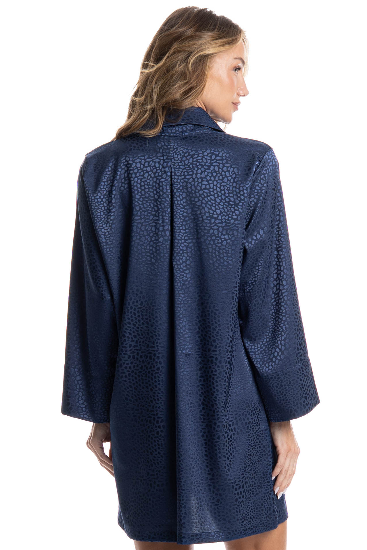 Camisão Manga Longa Abotoado Marina Azul-marinho - Imagem 2