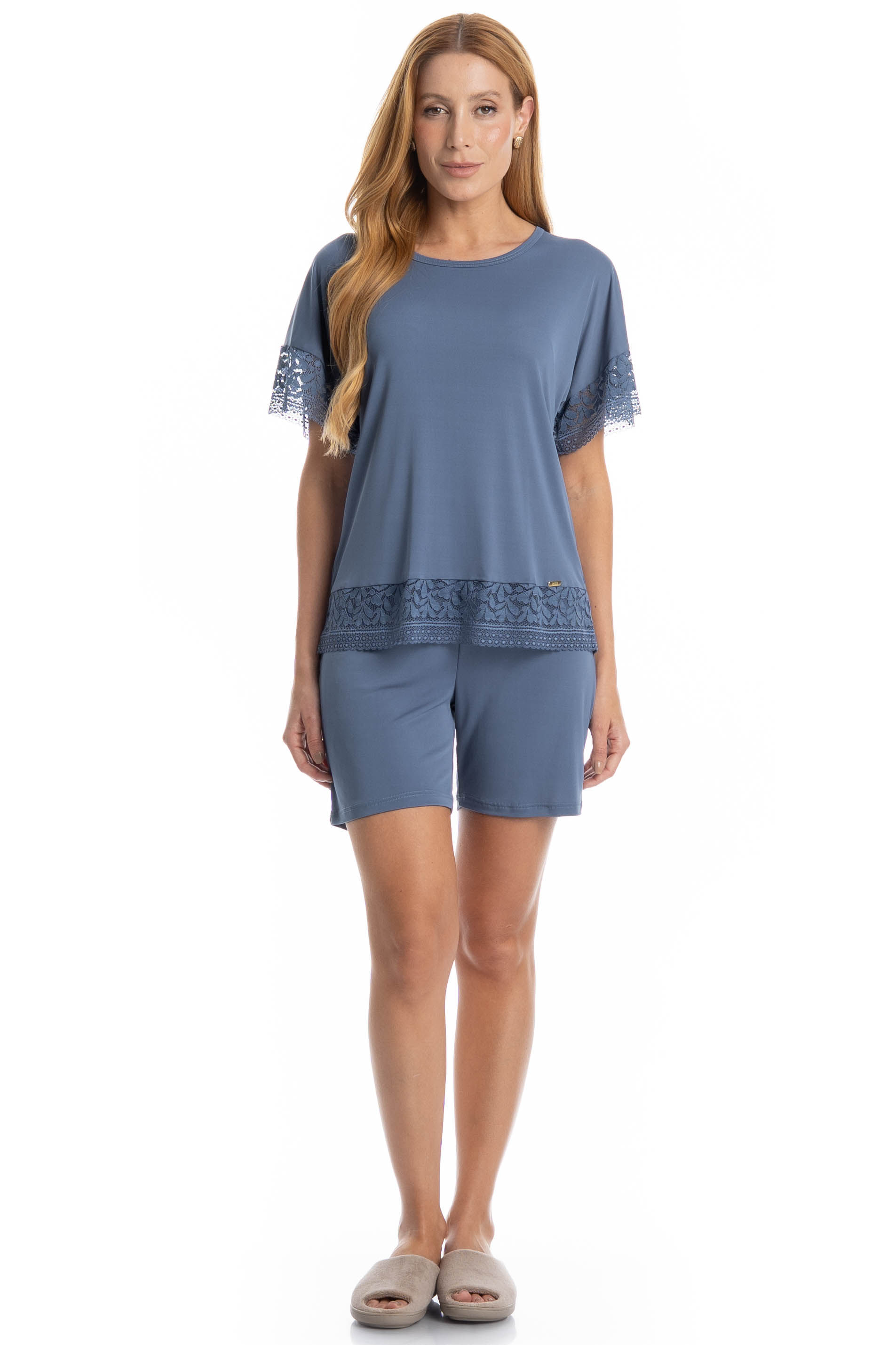 Pijama Feminino Shortão Amanda - Imagem 3 - Mobile
