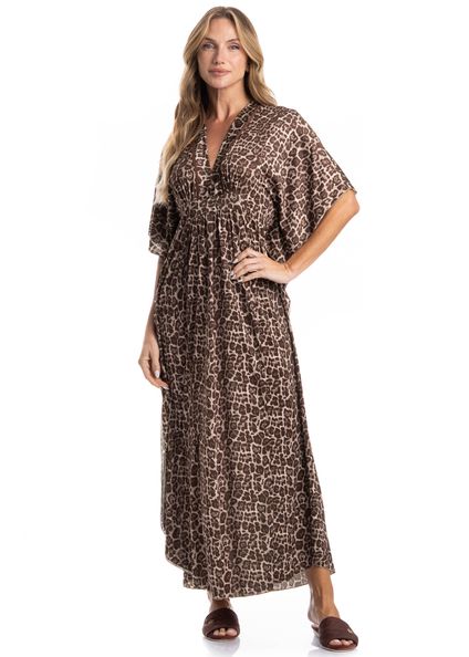 Kaftan Longo Malu Marrom - Imagem 1