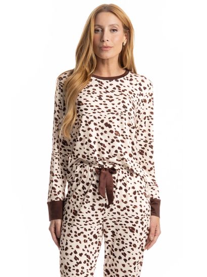 Pijama Feminino Longo Estampado Antonella - Imagem 3 - Desktop