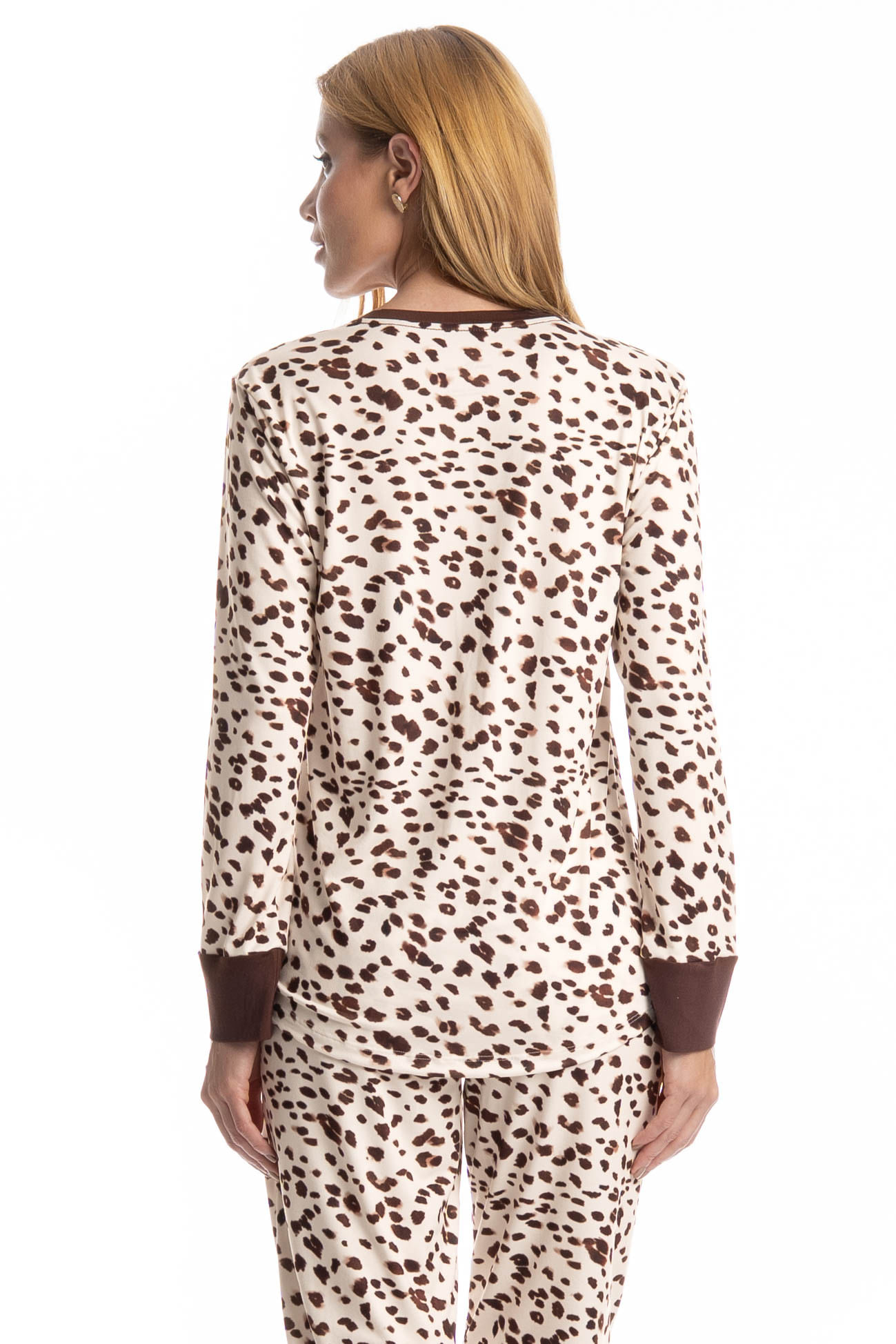 Pijama Feminino Longo Estampado Antonella - Imagem 4 - Mobile