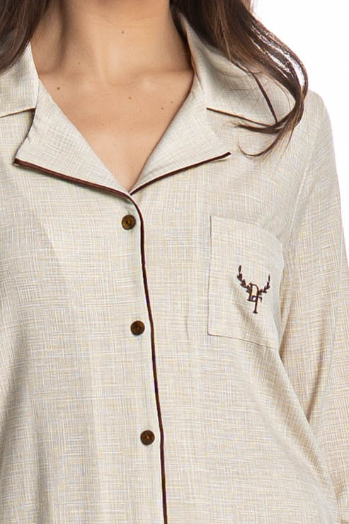Pijama Feminino Longo Americano Carla - Imagem 5 - Mobile