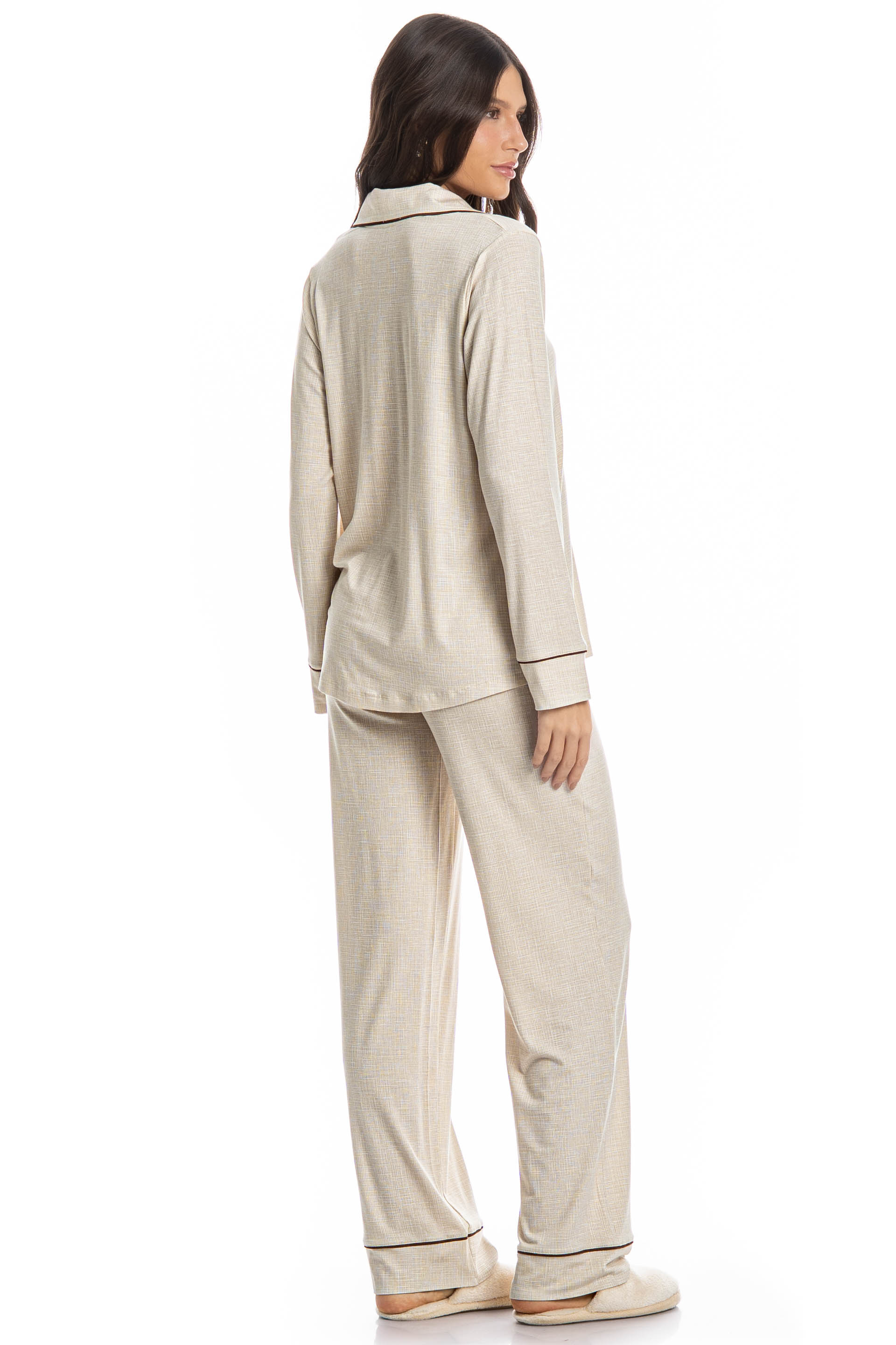 Pijama Feminino Longo Americano Carla - Imagem 2 - Mobile