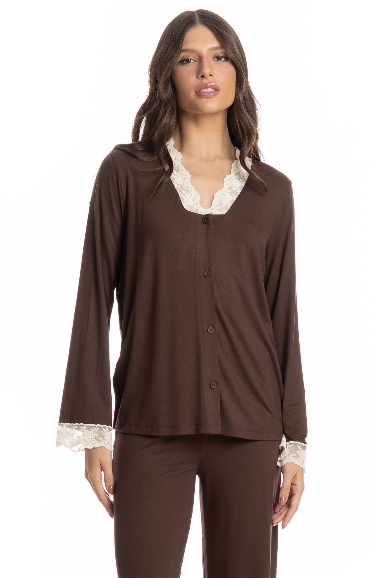 Pijama Longo Americano Sépia - Imagem 3 - Mobile
