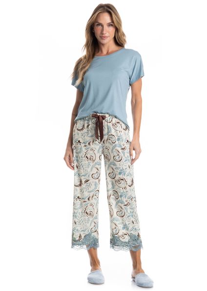 Pijama Feminino Capri Celeste Azul - Imagem 1