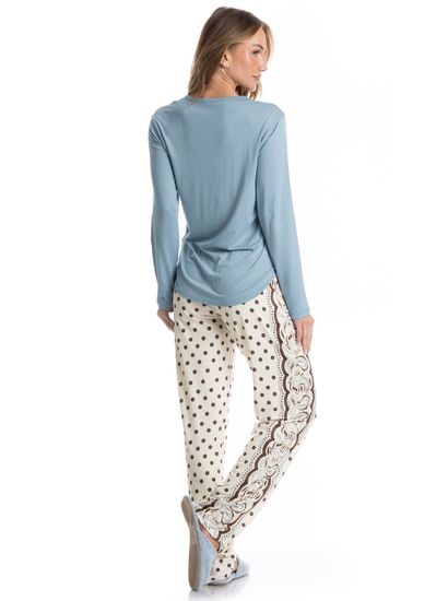 Pijama Feminino Longo Celeste - Imagem 2 - Desktop