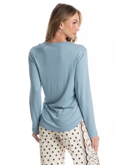 Pijama Feminino Longo Celeste - Imagem 4 - Desktop