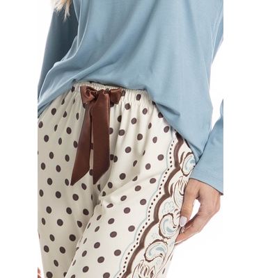 Pijama Feminino Longo Celeste - Imagem 5 - Mobile