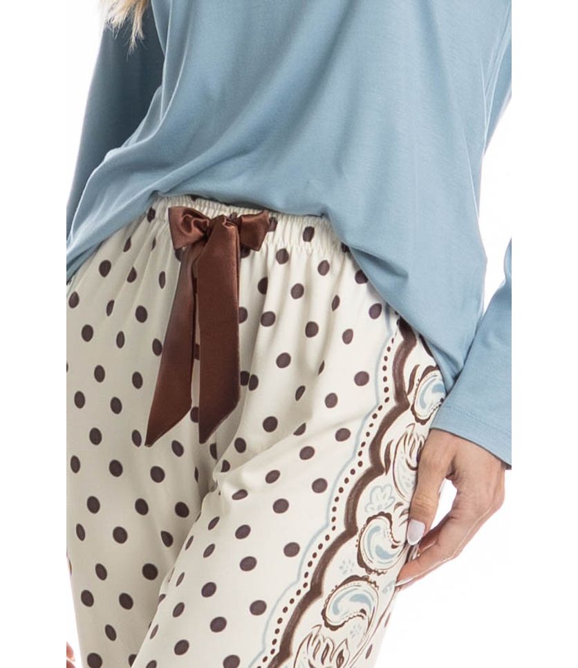 Pijama Feminino Longo Celeste - Imagem 5 - Desktop