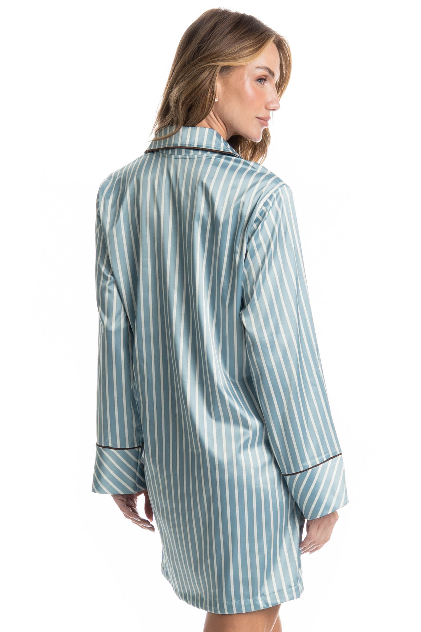 Camisão Manga Longa Abotoado Clara Azul - Imagem 2