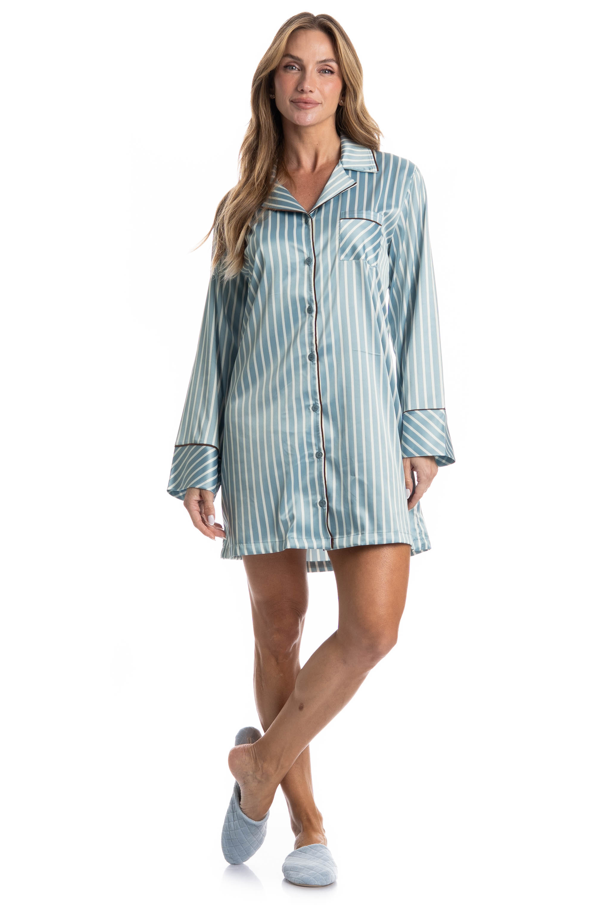 Camisão Manga Longa Abotoado Clara - Imagem 3 - Mobile