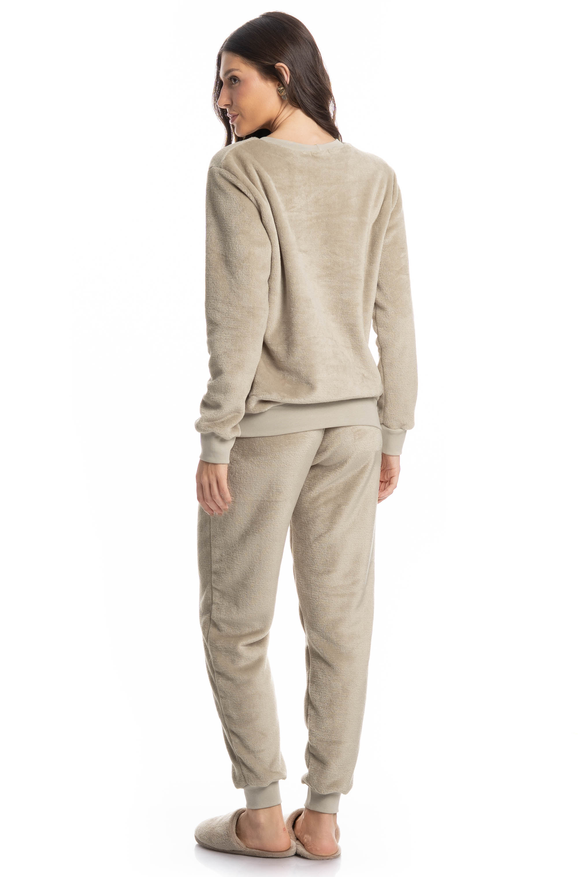 Pijama Feminino Longo Pétala Bege - Imagem 2