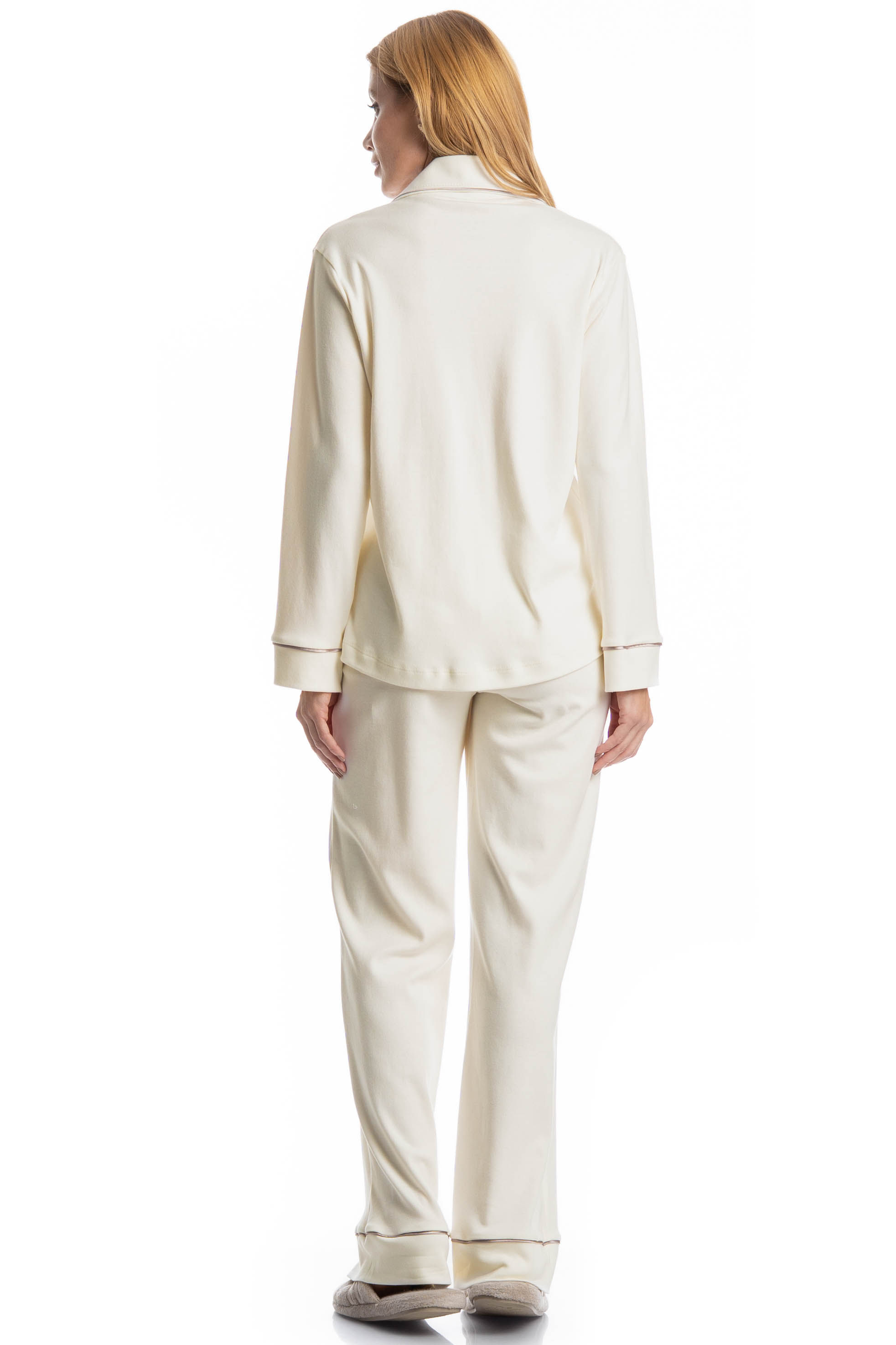 Pijama Feminino Longo Americano Louise Branco - Imagem 2