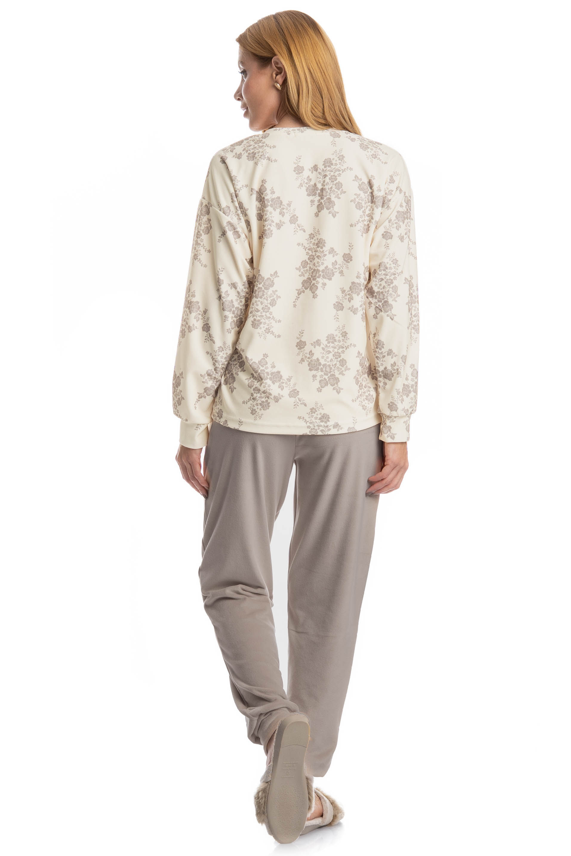 Pijama Longo Velvet Clarisse Bege - Imagem 2