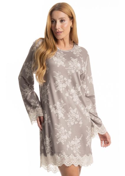Camisão Manga Longa Clarisse Bege - Imagem 1