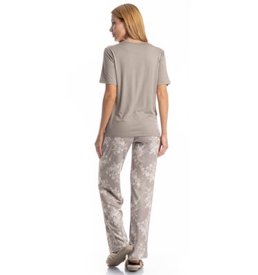 Pijama Feminino Longo Manga Curta Clarisse - Imagem 2 - Mobile