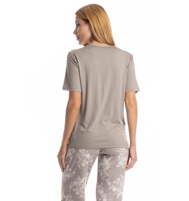 Pijama Feminino Longo Manga Curta Clarisse - Imagem 4 - Mobile