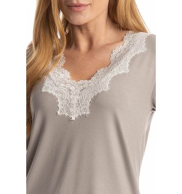 Pijama Feminino Longo Manga Curta Clarisse - Imagem 5 - Mobile