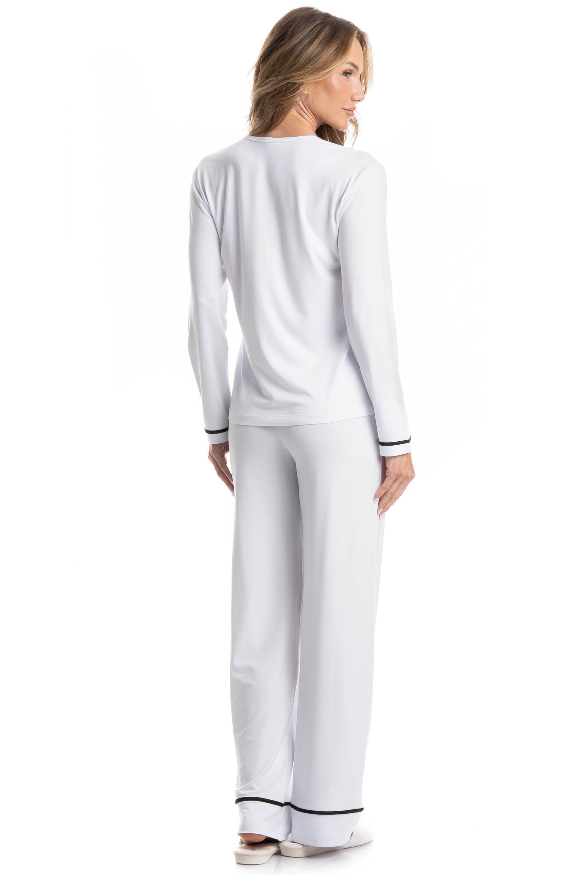 Pijama Feminino Longo Selene Branco - Imagem 2