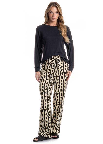 Pijama Wide Leg Lara Preto - Imagem 1