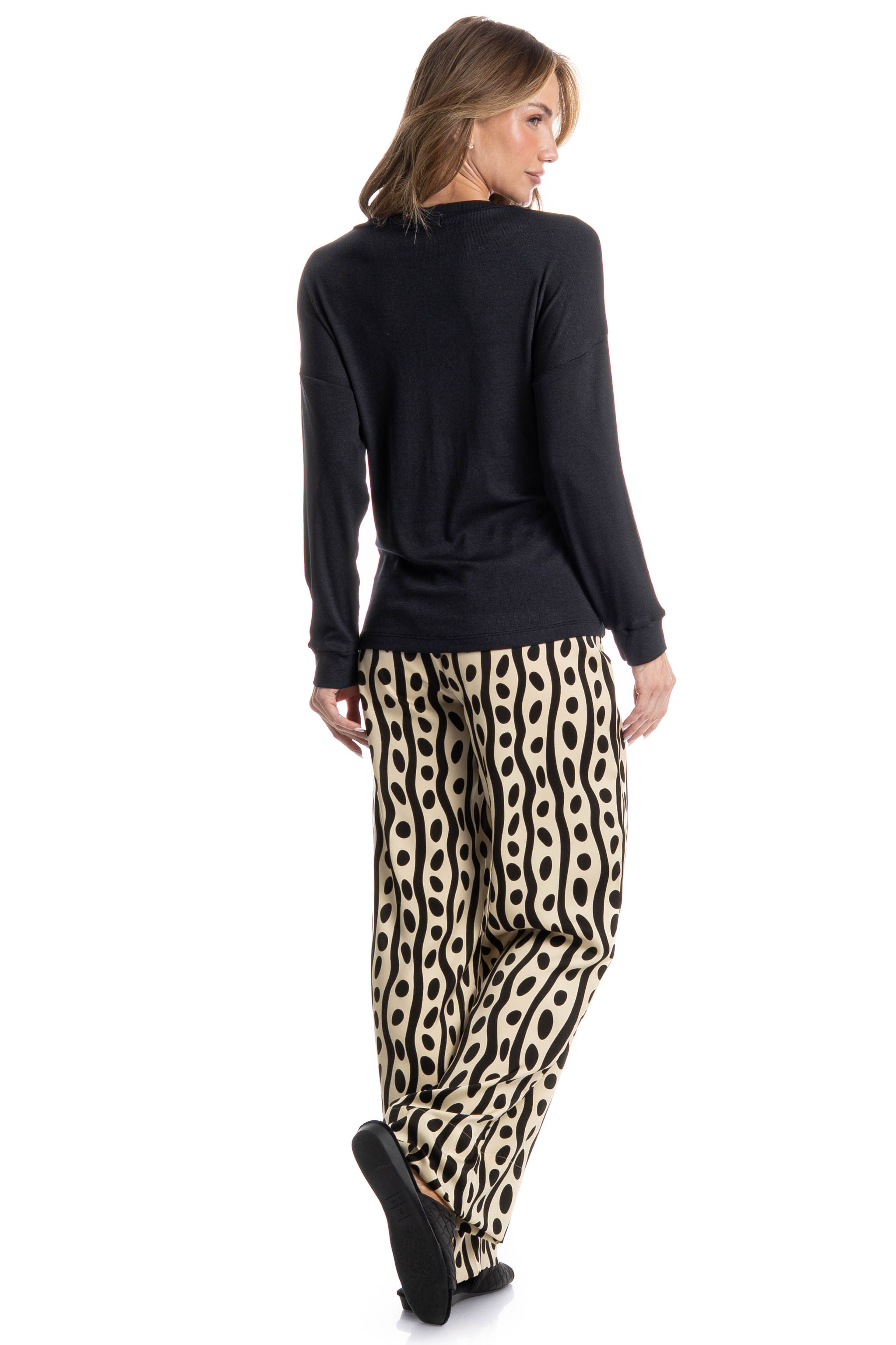 Pijama Wide Leg Lara Preto - Imagem 2