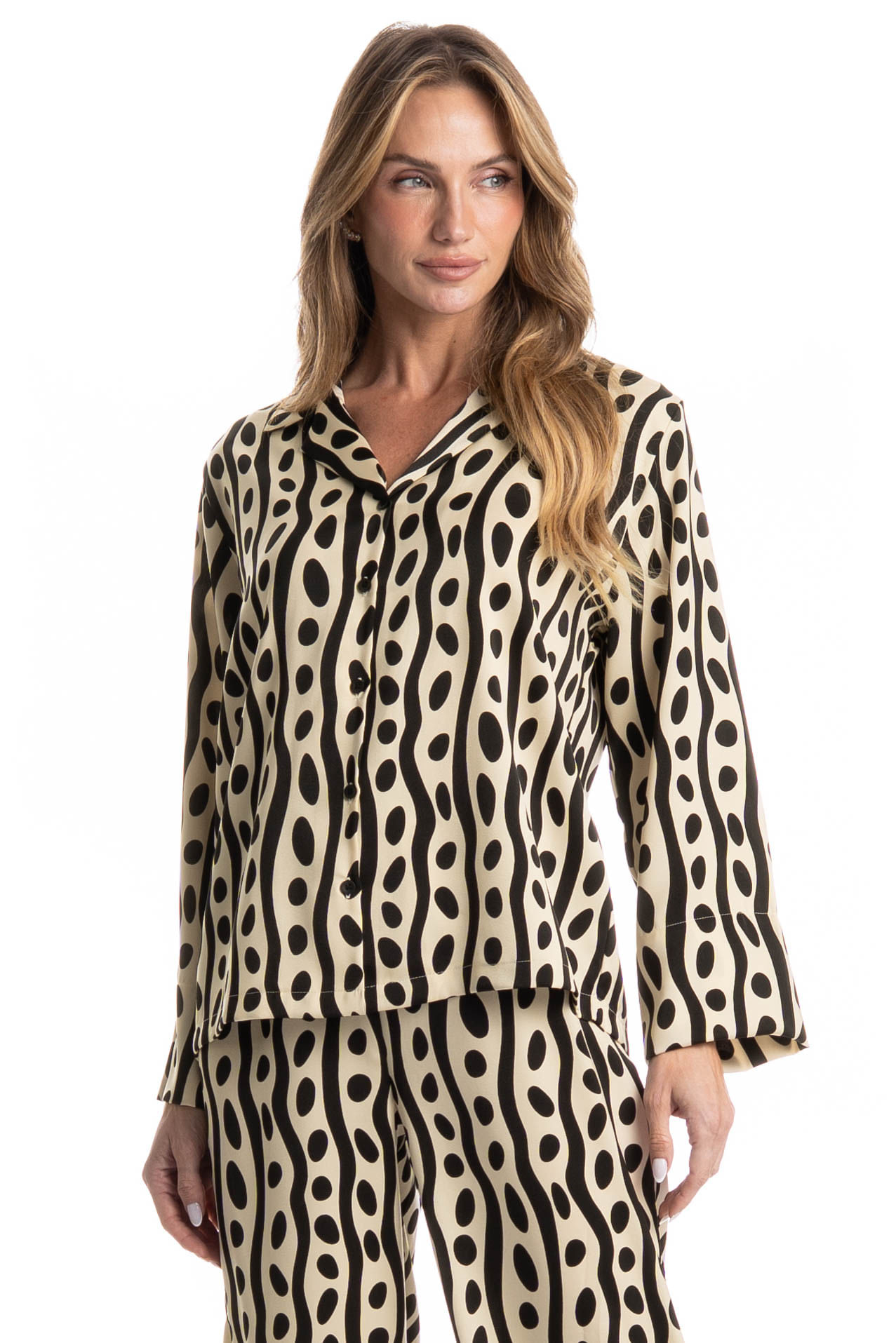 Pijama Feminino Longo Americano Lara - Imagem 3 - Mobile