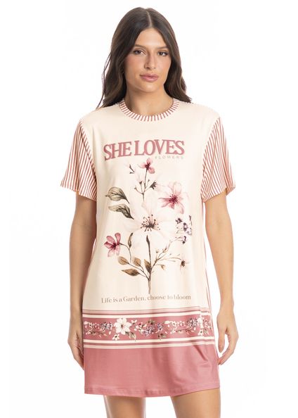 Camisão Feminino Flor Branco - Imagem 1