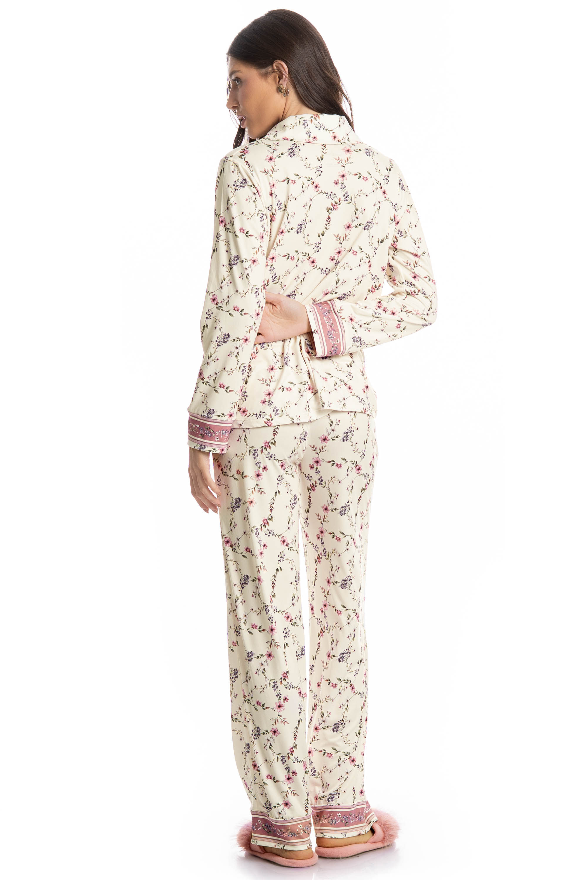 Pijama Longo Americano Flor - Imagem 2 - Mobile