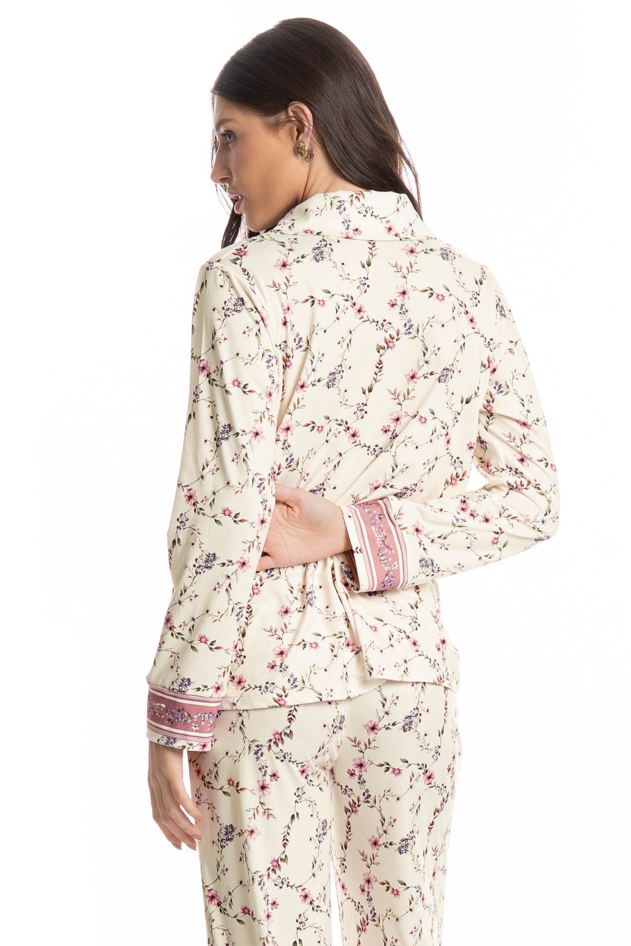 Pijama Longo Americano Flor - Imagem 4 - Mobile
