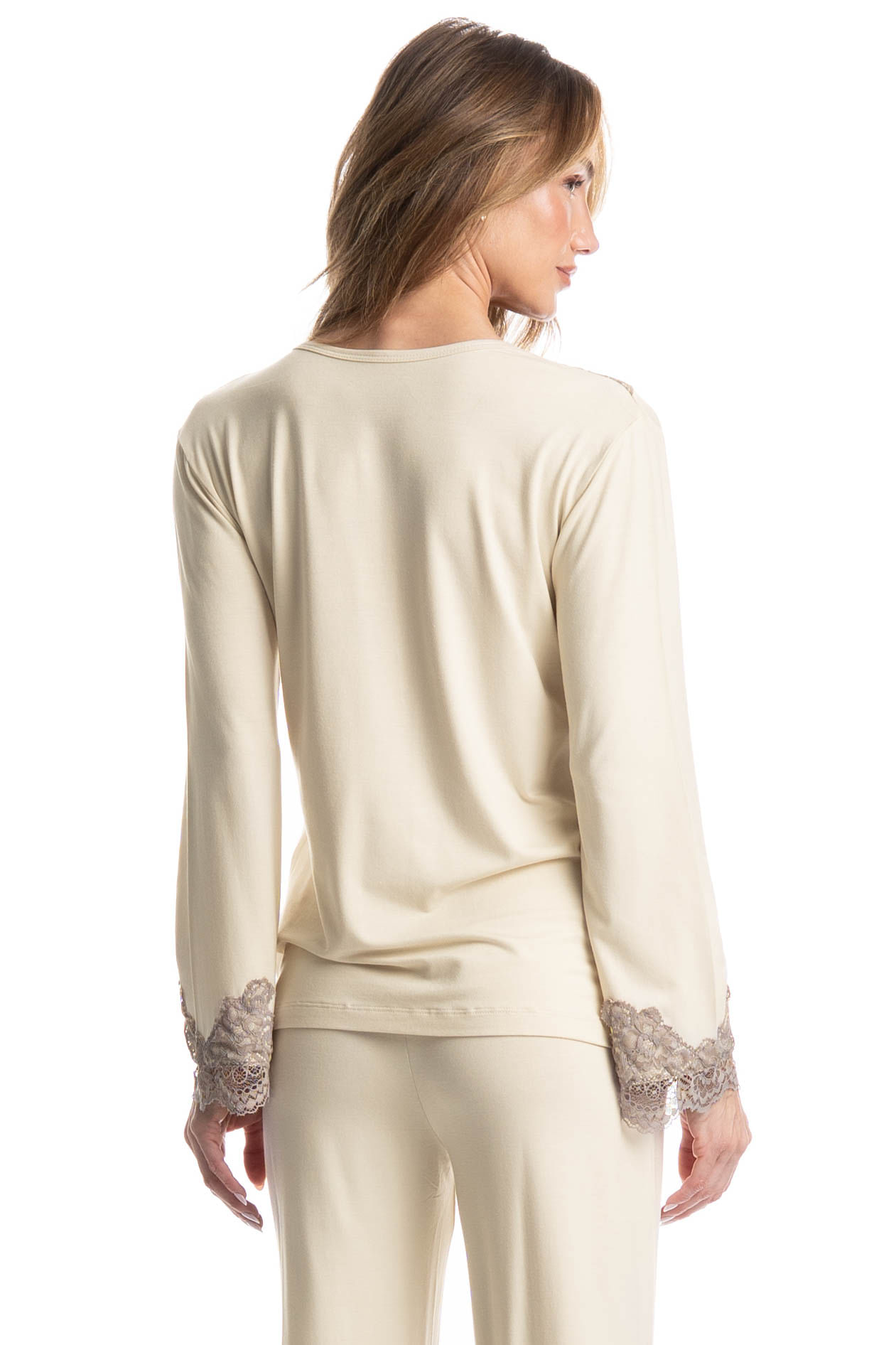 Pijama Longo Milena Branco - Imagem 2