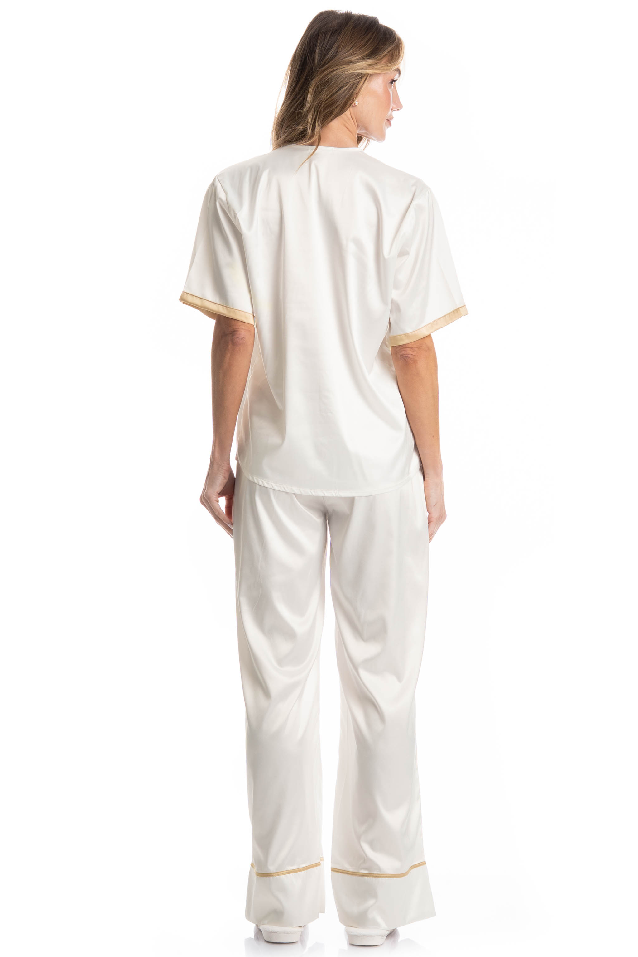 Pijama Feminino Longo Americano Siena Branco - Imagem 2