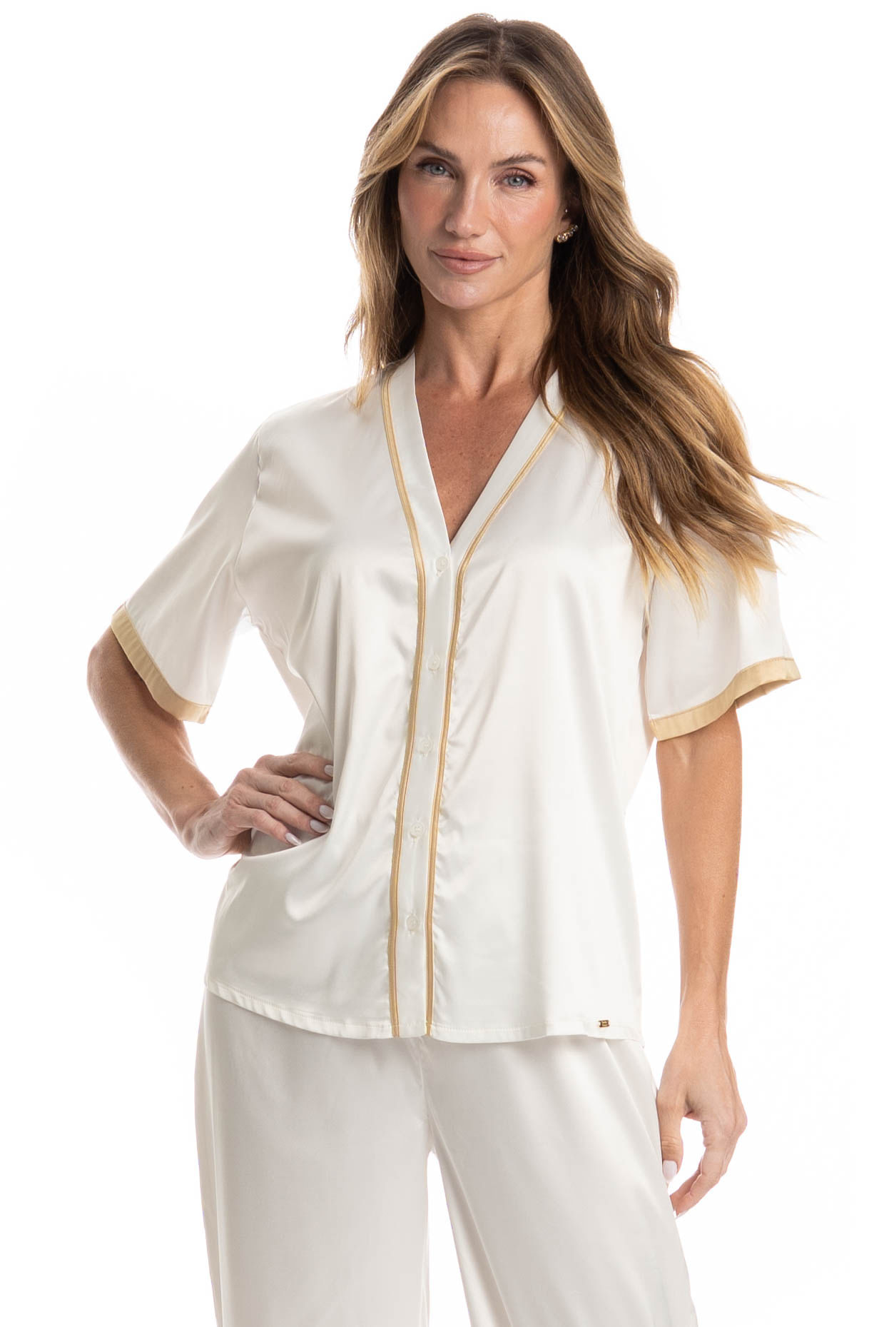 Pijama Feminino Longo Americano Siena - Imagem 3 - Mobile