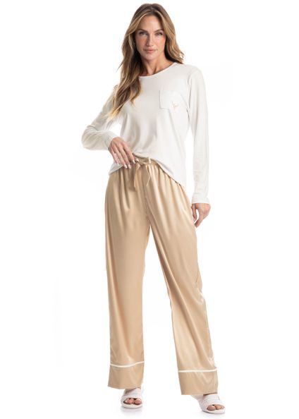 Pijama Feminino Longo Siena Branco - Imagem 1