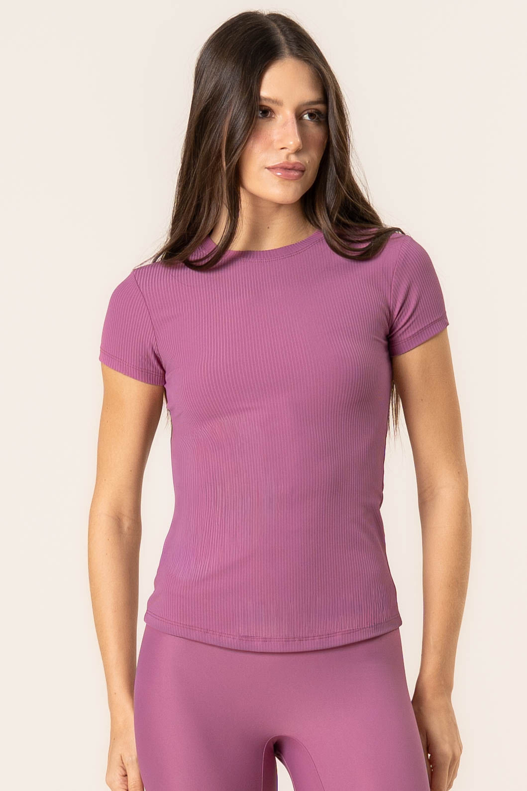 Camiseta Canelada Fit Dark Rose Rosa-2 - Imagem 1