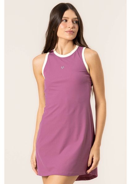 Vestido Com Shorts Canelado Dark Rose Rosa-2 - Imagem 1