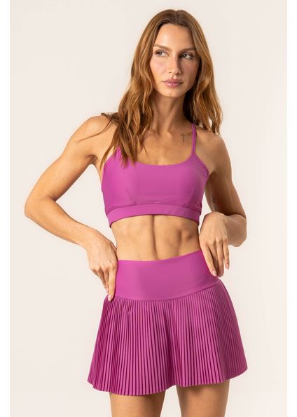 Short Saia Plissado Magenta Rosa-2 - Imagem 1