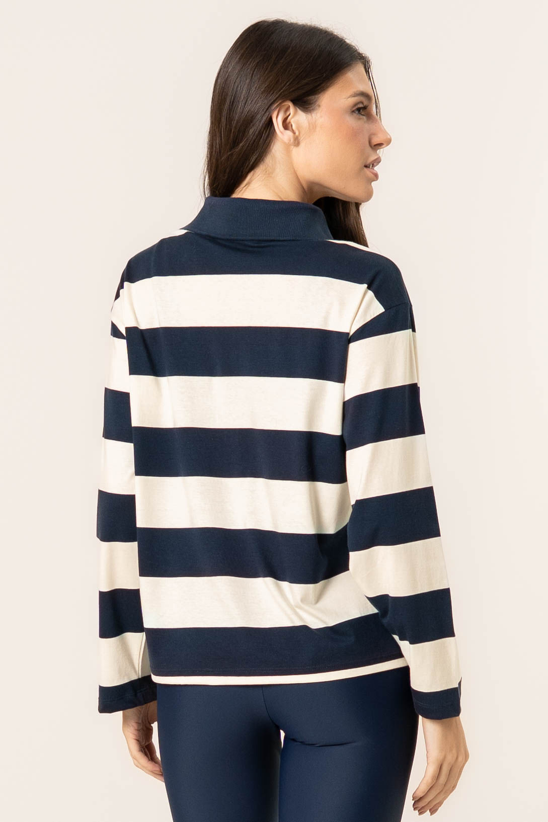 Blusa Manga Longa Polo Stripes Azul-marinho - Imagem 2