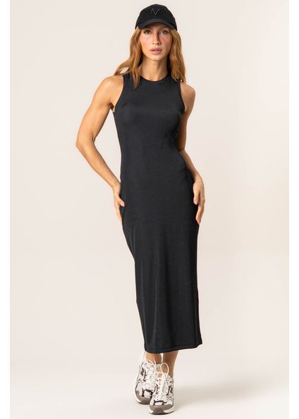 Vestido Midi Rib Matte Preto - Imagem 1