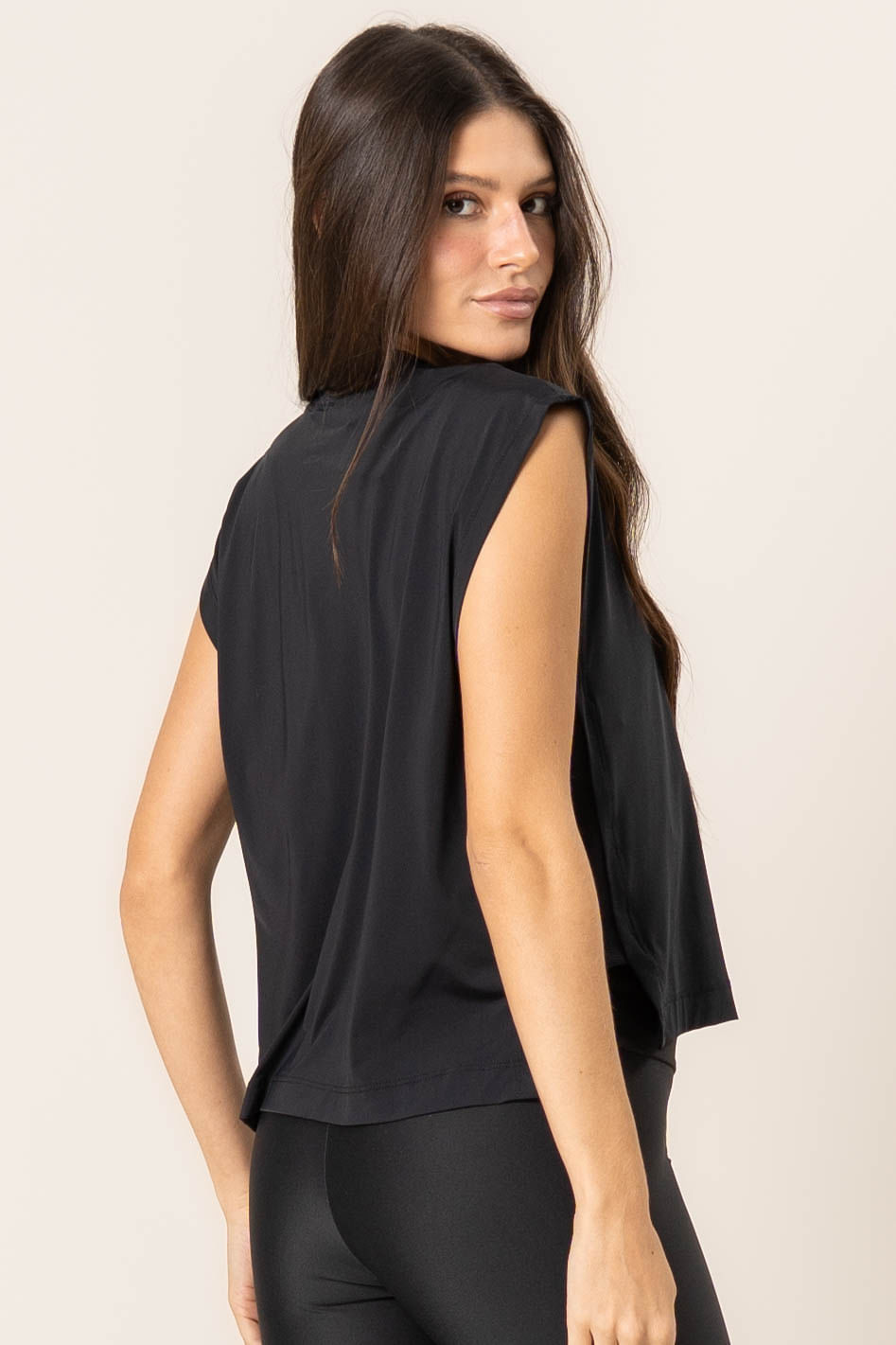 Regata Com Abertura Lateral Rib Matte Vivame Preto - Imagem 2