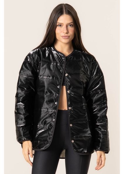 Jaqueta Com Bolso Glow Puffer Preto - Imagem 1