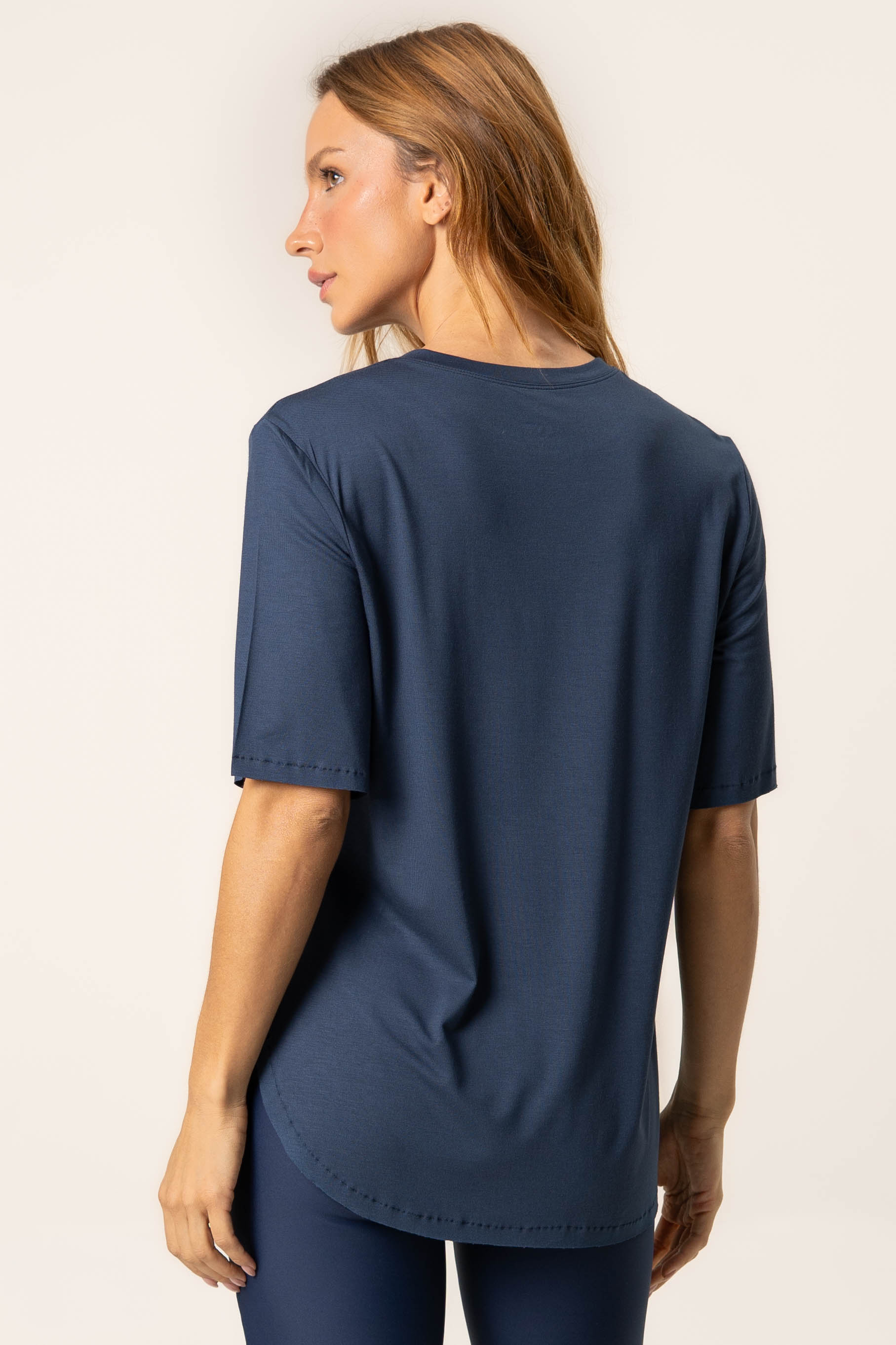 Camiseta Ampla Modal Lounge Azul-marinho - Imagem 2