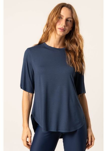 Camiseta Ampla Modal Lounge Azul-marinho - Imagem 1